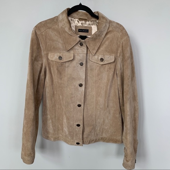 For Joseph Suede Button Up Tan Blazer Jacket Size L - Picture 1 of 7